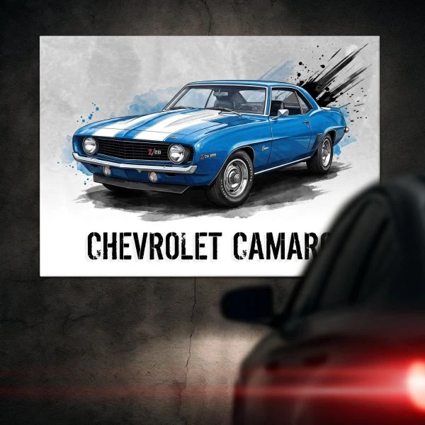 Plakat metalowy L z grafika Chevrolet Camaro Z/28